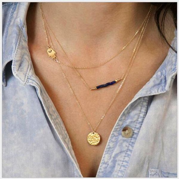 retro multilayer choker necklaces personality vintage simple sequins hand of fetima palms anti allergy jewelry wholesale, Golden;silver
retro multilayer choker necklaces personality vintage simple sequins hand of fetima palms anti allergy jewelry wholesale, Golden;silver