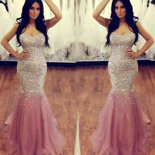 2017 sweetheart crystal beaded sequin evening dresses luxury mermaid tulle satin floor length plus size skin pink prom dresses pageant gown, Black;red
2017 sweetheart crystal beaded sequin evening dresses luxury mermaid tulle satin floor length plus size skin pink prom dresses pageant gown, Black;red