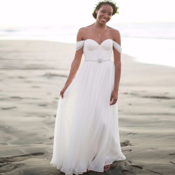 2021 beach boho wedding dresses sweetheart chiffon floor length pleats beaded bridal gowns vestido de noiva, White
2021 beach boho wedding dresses sweetheart chiffon floor length pleats beaded bridal gowns vestido de noiva, White