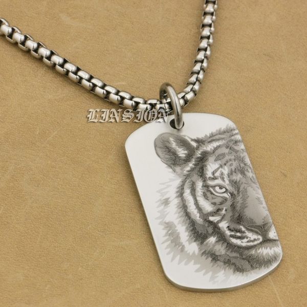 linsion 316l stainless steel high detail laser deep engraved half face tiger mens biker rocker punk pendant dogtag 9x112 necklace 24 inches, Silver
linsion 316l stainless steel high detail laser deep engraved half face tiger mens biker rocker punk pendant dogtag 9x112 necklace 24 inches, Silver