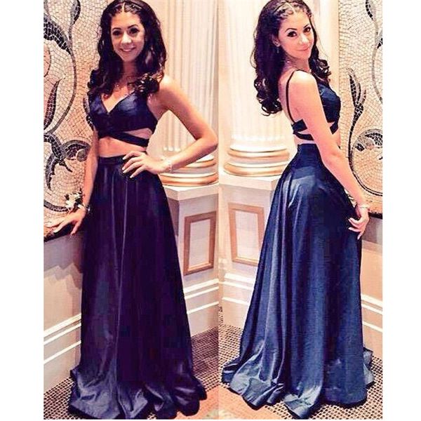 custom made new arrival v-neck two piece prom dresses long open back satin party gowns, Black 
custom made new arrival v-neck two piece prom dresses long open back satin party gowns, Black
