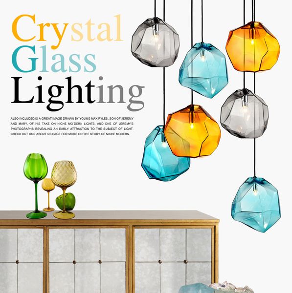 modern colorful glass pendant light special glass stone chandelier hanging lamp g9 led suspension lamp for bar restaurant indoor light
modern colorful glass pendant light special glass stone chandelier hanging lamp g9 led suspension lamp for bar restaurant indoor light