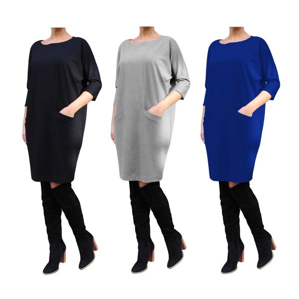 fashion plus size women clothing loose dress round collar with pockets casual ladies dresses vetement femme, Black;gray
fashion plus size women clothing loose dress round collar with pockets casual ladies dresses vetement femme, Black;gray