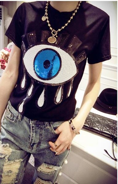 2017 New Summer Fashion Embroidery Tee Big Eyes Sequin T Shirt Women Cotton High Quality Tears T-Shirt Casual Plus Size Women Tops
2017 New Summer Fashion Embroidery Tee Big Eyes Sequin T Shirt Women Cotton High Quality Tears T-Shirt Casual Plus Size Women Tops