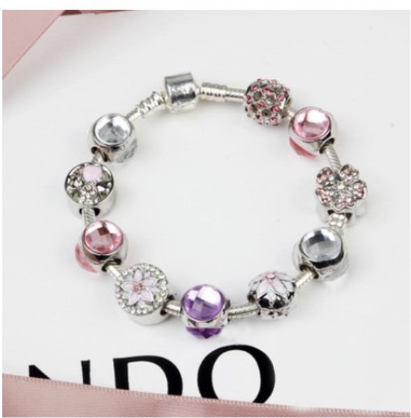 Fashion 925 Sterling Silver Pink & Purple Sparkling Drops Flower Bracelet Crystal European Charm Beads Fits Pandora Charm Bracelets & Bangle
Fashion 925 Sterling Silver Pink & Purple Sparkling Drops Flower Bracelet Crystal European Charm Beads Fits Pandora Charm Bracelets & Bangle