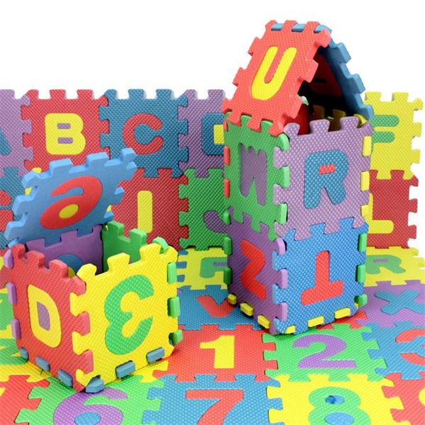 

36 шт. / компл. мини головоломки цифровой алфавит буквы A~Z Алфавитный 0 ~ 9 числовой мягкий EVA пены мат дети обучения образование игрушка