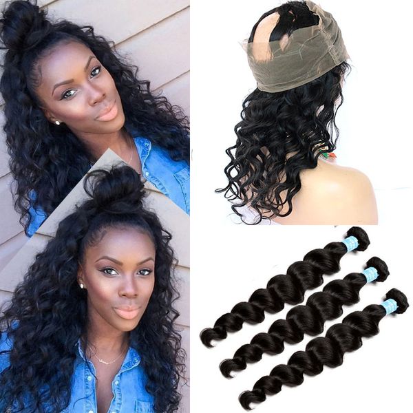 Brazilian Loose Wave Curly 360 Full Frontal Lace Band Closure From Ear To Ear With 3Pcs Unprocessed Human Hair Bundles 4Pcs Lot
Brazilian Loose Wave Curly 360 Full Frontal Lace Band Closure From Ear To Ear With 3Pcs Unprocessed Human Hair Bundles 4Pcs Lot