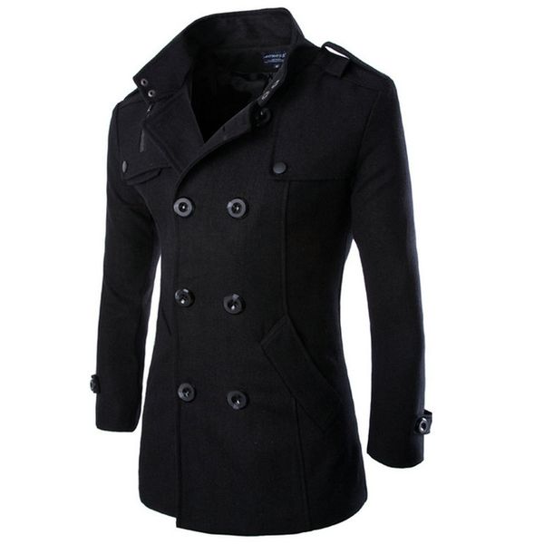 wholesale- 2017 mens wool coat casual slim fit fashion double breasted solid men's winter jacket m-3xl (asian size), Black
wholesale- 2017 mens wool coat casual slim fit fashion double breasted solid men's winter jacket m-3xl (asian size), Black