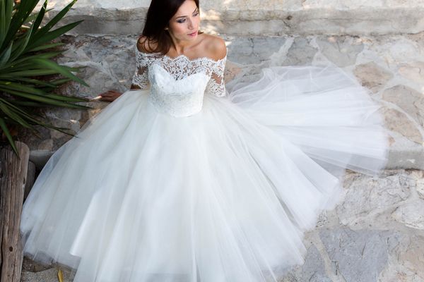 new simple ball gown sweetheart bridal dress floor length tulle wedding dress lace off the shoulder bolero half sleeve, White
new simple ball gown sweetheart bridal dress floor length tulle wedding dress lace off the shoulder bolero half sleeve, White