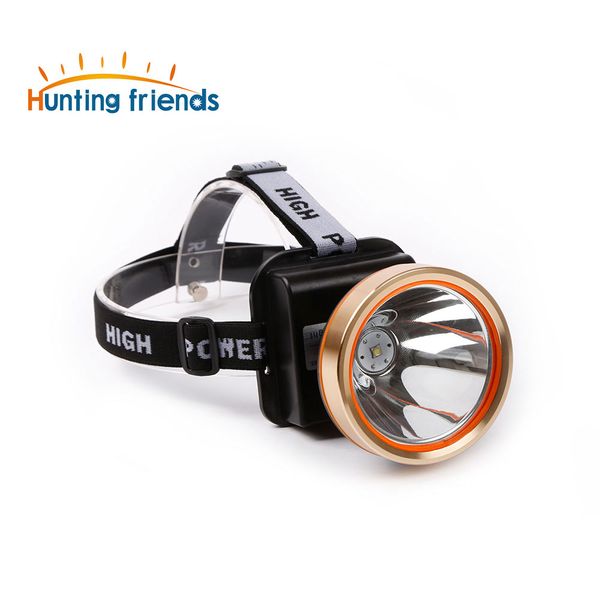 12pcs/lot superbright led headlamp 2 light model waterproof headlight built-in 3x18650 rechargeable batteries gold head troch