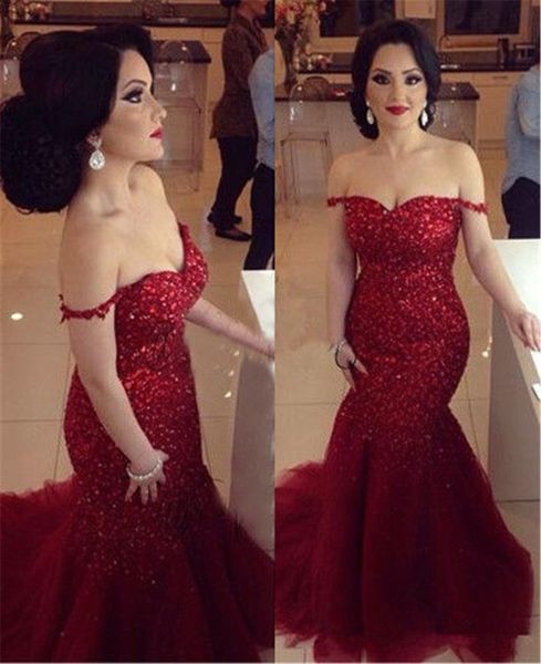 glamorous red sequins prom dresses off-the-shoulder mermaid tulle long evening dress vestidos longos formatura, Black
glamorous red sequins prom dresses off-the-shoulder mermaid tulle long evening dress vestidos longos formatura, Black