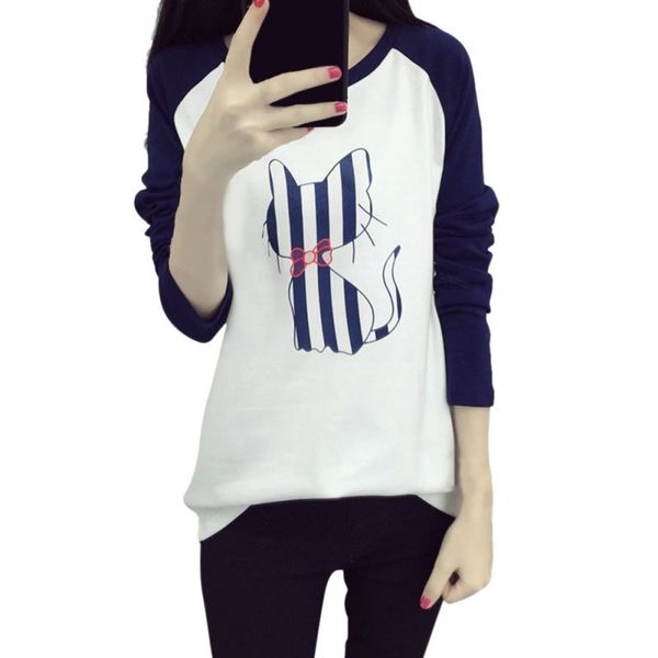 wholesale- mixed color korean women cartoon cat printed t-shirt loose t-shirts female tee lm93, White
wholesale- mixed color korean women cartoon cat printed t-shirt loose t-shirts female tee lm93, White