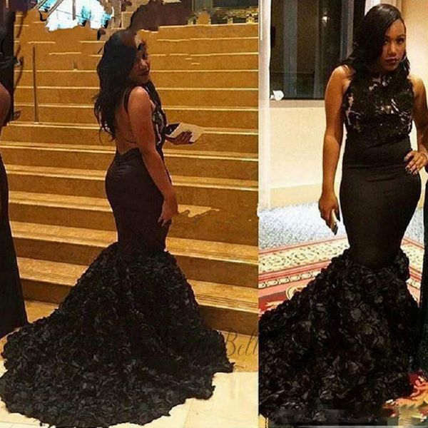 high neck backless black prom dresses 2017 mermaid 3d flowers lace satin court train formal occasion prom gowns vestido de festa
high neck backless black prom dresses 2017 mermaid 3d flowers lace satin court train formal occasion prom gowns vestido de festa
