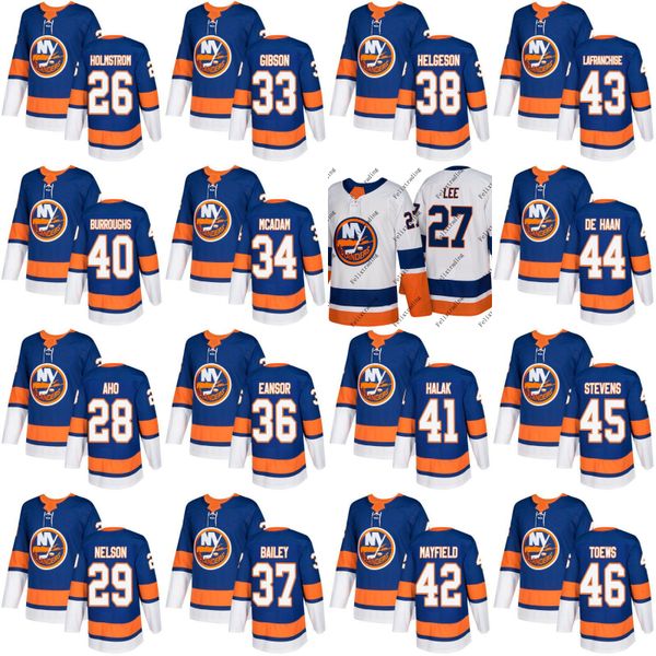2017-2018 Season 27 Anders Lee 29 Brock Nelson 45 John Stevens Scott Eansor Jaroslav Halak Casey Bailey de Haan New York Islanders Jersey
2017-2018 Season 27 Anders Lee 29 Brock Nelson 45 John Stevens Scott Eansor Jaroslav Halak Casey Bailey de Haan New York Islanders Jersey
