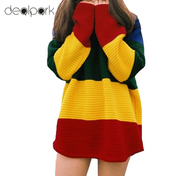 wholesale-2016 winter women knitted sweater rainbow color o neck long sleeve loose christmas sweater pullover outerwear blusas, White;black
wholesale-2016 winter women knitted sweater rainbow color o neck long sleeve loose christmas sweater pullover outerwear blusas, White;black