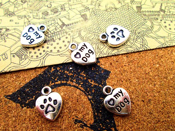 90pcs--love my dog charms, antique tibetan silver dog charm pendants, heart charm 9x12mm, Bronze;silver
90pcs--love my dog charms, antique tibetan silver dog charm pendants, heart charm 9x12mm, Bronze;silver