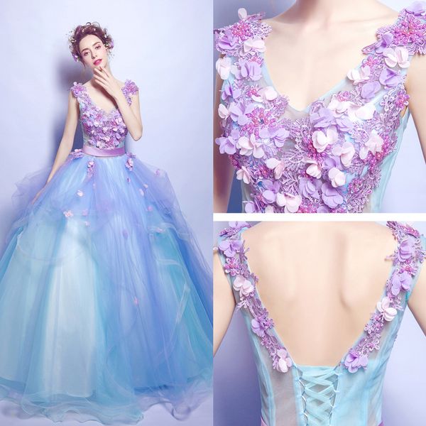 vintage evening dresses romantic v neck sleeveless flower appliques a line sky blue formal party prom dresses, Black
vintage evening dresses romantic v neck sleeveless flower appliques a line sky blue formal party prom dresses, Black