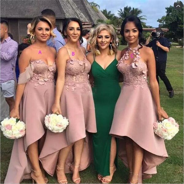 gorgeous high low bridesmaid dresses dusty pink colors halter spaghetti straps off shoulder appliques maid of honor dress party gowns, White;pink
gorgeous high low bridesmaid dresses dusty pink colors halter spaghetti straps off shoulder appliques maid of honor dress party gowns, White;pink