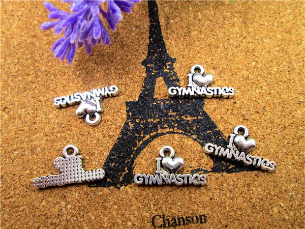 75pcs-gymnastics charms, antique tibetan silver i love gymnastics charm pendants 20x11mm, Bronze;silver
75pcs-gymnastics charms, antique tibetan silver i love gymnastics charm pendants 20x11mm, Bronze;silver