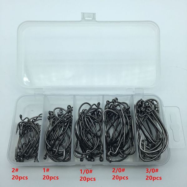 100pcs/box mix size #2-3/0# Soft Worm Bait Hook Crank High Carbon Steel Hooks Fishhook Size Lure For Texas Rig Fishing
100pcs/box mix size #2-3/0# Soft Worm Bait Hook Crank High Carbon Steel Hooks Fishhook Size Lure For Texas Rig Fishing
