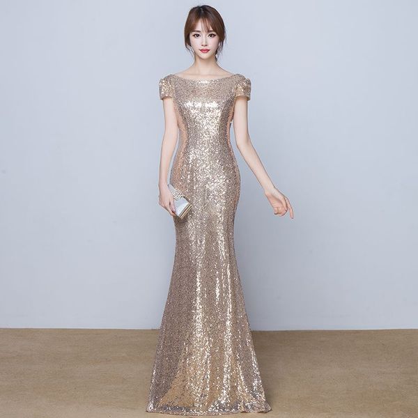 scoop neck sequins mermaid evening dresses 2018 new short sleeves long evening gown elegant bridesmaid dress, Black;red
scoop neck sequins mermaid evening dresses 2018 new short sleeves long evening gown elegant bridesmaid dress, Black;red