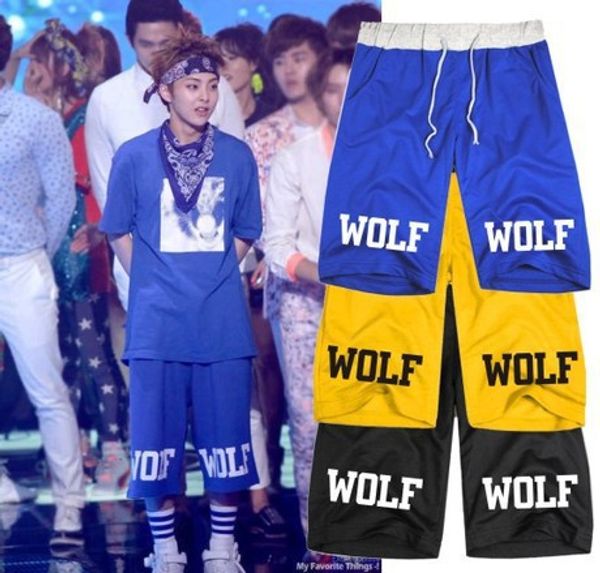 wholesale-exo men women popular short wolf 88 half short xoxo kpop casual loose short, White;black