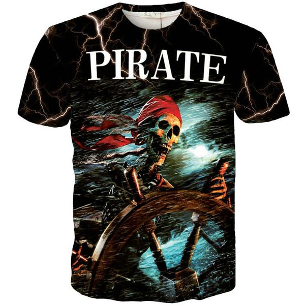 Pirate skeleton T shirt Skull helmsman short sleeve gown Cool glass tees Street printing clothing Unisex cotton Tshirt
Pirate skeleton T shirt Skull helmsman short sleeve gown Cool glass tees Street printing clothing Unisex cotton Tshirt