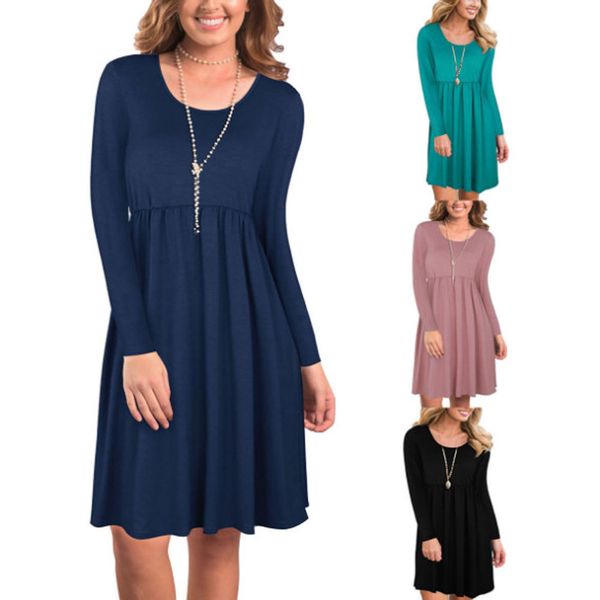 Womens Fashion Long Sleeved Casual Solid Color Autumn a-line Swing Short Dress Womens Fall Dresses
Womens Fashion Long Sleeved Casual Solid Color Autumn a-line Swing Short Dress Womens Fall Dresses