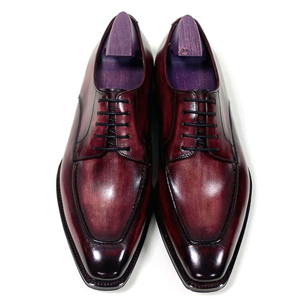 

Мужчины платье обувь оксфорды обувь на заказ обувь ручной работы квадратный носок дерби натуральная телячья кожа Цвет патины красный коричневый HD-N183