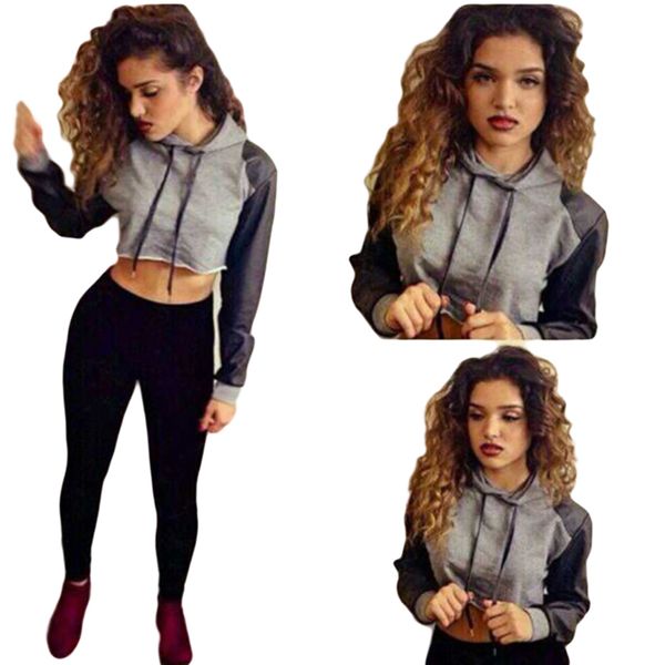 wholesale- women hoodies long sleeve crop pu leather patchwork streetwear short tracksuits sweatshirts pullovers kh660871, Black
wholesale- women hoodies long sleeve crop pu leather patchwork streetwear short tracksuits sweatshirts pullovers kh660871, Black