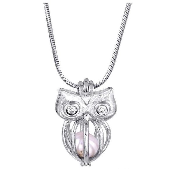 

18kgp pearl cage pendants owl pearl gem beads cage lockets pendants, wish pearl pendant mountings for diy hign quality, Silver