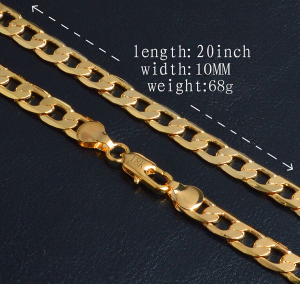 wholesale - real fine 18k yellow gold filled necklace length : 50cm, width : 10mm, weight : 71g, men's necklace ing, Silver
wholesale - real fine 18k yellow gold filled necklace length : 50cm, width : 10mm, weight : 71g, men's necklace ing, Silver