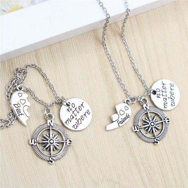 2pc/set necklace friends compass heart pendant necklaces silver plated friendship long necklaces for friend gift
2pc/set necklace friends compass heart pendant necklaces silver plated friendship long necklaces for friend gift