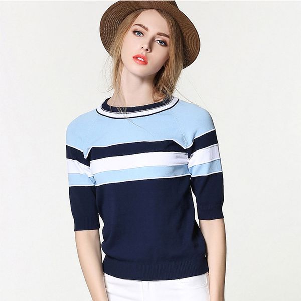 wholesale- 2017 spring new women's striped sweater o-neck casual knitwear blue women slim half sleeve knitted sweater, White;black
wholesale- 2017 spring new women's striped sweater o-neck casual knitwear blue women slim half sleeve knitted sweater, White;black