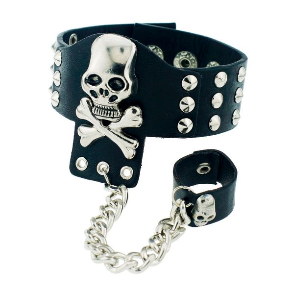 charm bracelets gothic skeleton skull chain link rock rivet cuff black leather punk bangle bracelet s054, Golden;silver
charm bracelets gothic skeleton skull chain link rock rivet cuff black leather punk bangle bracelet s054, Golden;silver