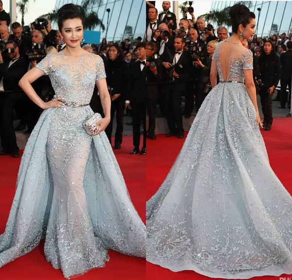 cannes film festival zuhair murad celebrity dresses with detachable train sheer neck mermaid evening dress red carpet short sleeve prom gown, Black;red
cannes film festival zuhair murad celebrity dresses with detachable train sheer neck mermaid evening dress red carpet short sleeve prom gown, Black;red