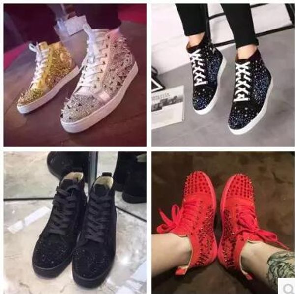 2017 new france luxury sneaker party birthday shoes red bottom high louflat strass men's flat scintillating crystals 3, Black
2017 new france luxury sneaker party birthday shoes red bottom high louflat strass men's flat scintillating crystals 3, Black