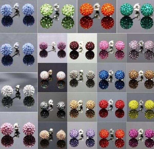 30 pairs/lot 10mm y36 jewelry rhinestone mix colors white new disco ball beads clay shamballal crystal earrings stud, Golden;silver
30 pairs/lot 10mm y36 jewelry rhinestone mix colors white new disco ball beads clay shamballal crystal earrings stud, Golden;silver