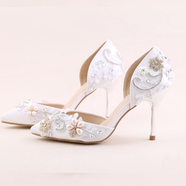 arrived white color pointed toe summer stiletto bridal wedding high heels rhinestone with pearls decoration girl shoes, Black
arrived white color pointed toe summer stiletto bridal wedding high heels rhinestone with pearls decoration girl shoes, Black