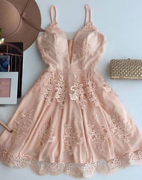 popular pink homecoming dresses spaghetti strap tulle lace appliqued short prom dress junior senior mini party gowns, Blue;pink
popular pink homecoming dresses spaghetti strap tulle lace appliqued short prom dress junior senior mini party gowns, Blue;pink