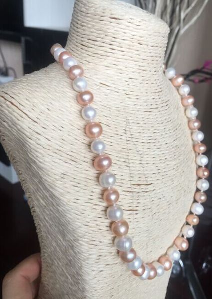 fine pearls chain elegant 9-10mm round south sea white pink multicolor pearl necklace 18inch 14k, Silver
fine pearls chain elegant 9-10mm round south sea white pink multicolor pearl necklace 18inch 14k, Silver