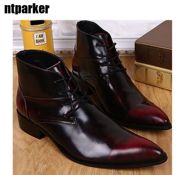 luxury mens dress shoes fashion designer leisure high leather shoes short ankle boot lacing men boot pointed toe, Black
luxury mens dress shoes fashion designer leisure high leather shoes short ankle boot lacing men boot pointed toe, Black