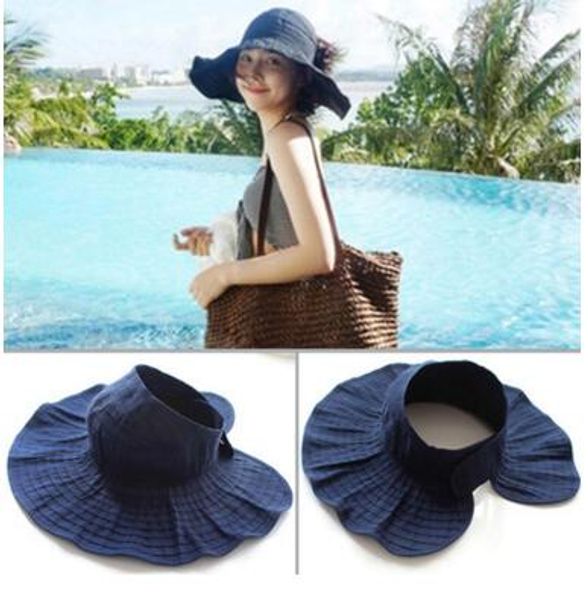 2017 fashion folding empty sun hat summer beach hats foldable wide brim caps cotton large sun cap fashion ladies headwear beach hats, Blue;gray
2017 fashion folding empty sun hat summer beach hats foldable wide brim caps cotton large sun cap fashion ladies headwear beach hats, Blue;gray