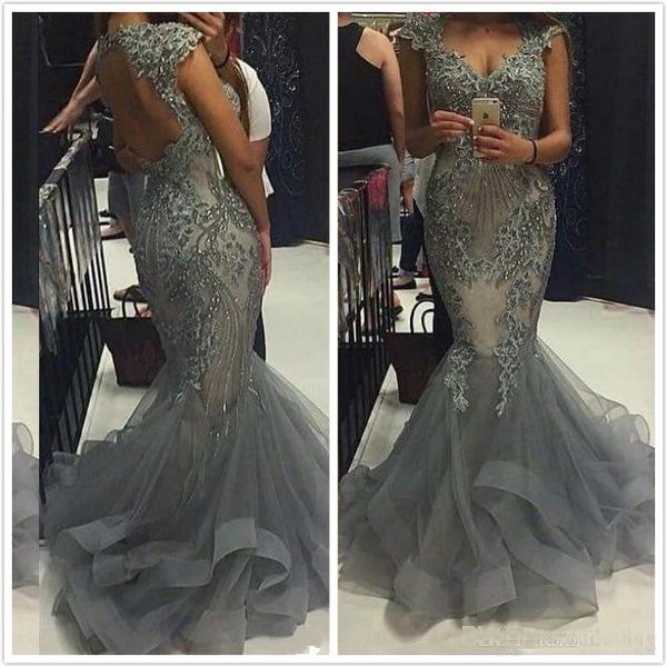 gray evening dresses 2021 with cap sleeves v neck sequins beading prom dress mermaid ruffles hollow back pageant quinceanera gowns, Black;red
gray evening dresses 2021 with cap sleeves v neck sequins beading prom dress mermaid ruffles hollow back pageant quinceanera gowns, Black;red