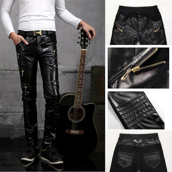 wholesale- 2016 new thicken men leather pants, straight skinny mens faux leather pants, casual slim leather trousers zipper decoration, Black
wholesale- 2016 new thicken men leather pants, straight skinny mens faux leather pants, casual slim leather trousers zipper decoration, Black