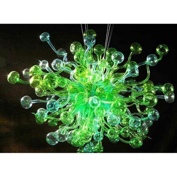 Custom Made Green Blown Glass Designed Chandelier Modern Art Deco Shopping Mall Decor Hanging Murano Glass Pendant Lamps Green Glass Light