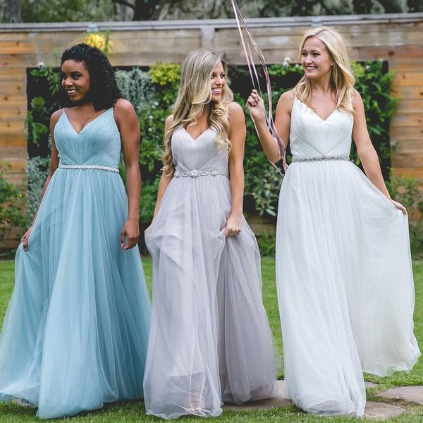pleated bridesmaids dresses long v neck tulle beach wedding guest dress floor length a-line country maid of honor gowns, White;pink
pleated bridesmaids dresses long v neck tulle beach wedding guest dress floor length a-line country maid of honor gowns, White;pink