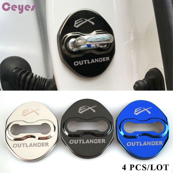

Car door lock protector ex-outlander emblems badge for mitsubishi asx lancer 9 10 l200 car door lock cover car styling accessories