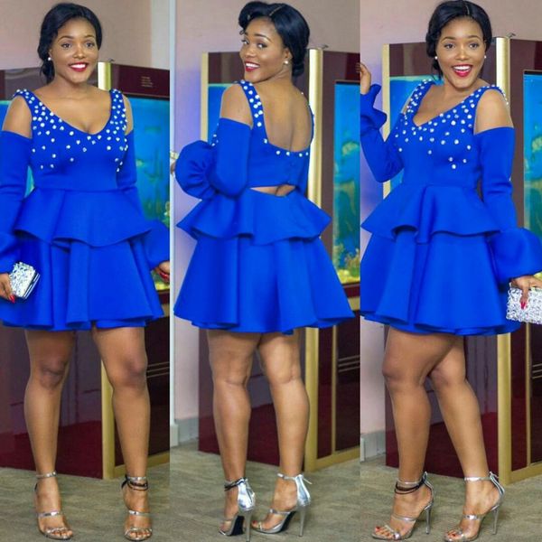 long sleeve short prom dresses v neck royal blue a-line jersey evening gowns open back pearls homecoming dresses vestidos de graduacion, Black
long sleeve short prom dresses v neck royal blue a-line jersey evening gowns open back pearls homecoming dresses vestidos de graduacion, Black