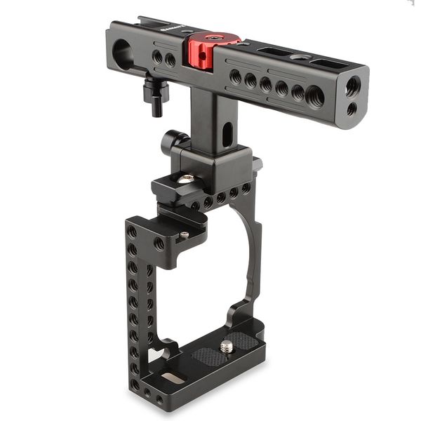 camvate handheld camera cage with qr cheese handle for sony a6600 a6500 a6400 a6000 a6300 (black) item code: c1599
camvate handheld camera cage with qr cheese handle for sony a6600 a6500 a6400 a6000 a6300 (black) item code: c1599